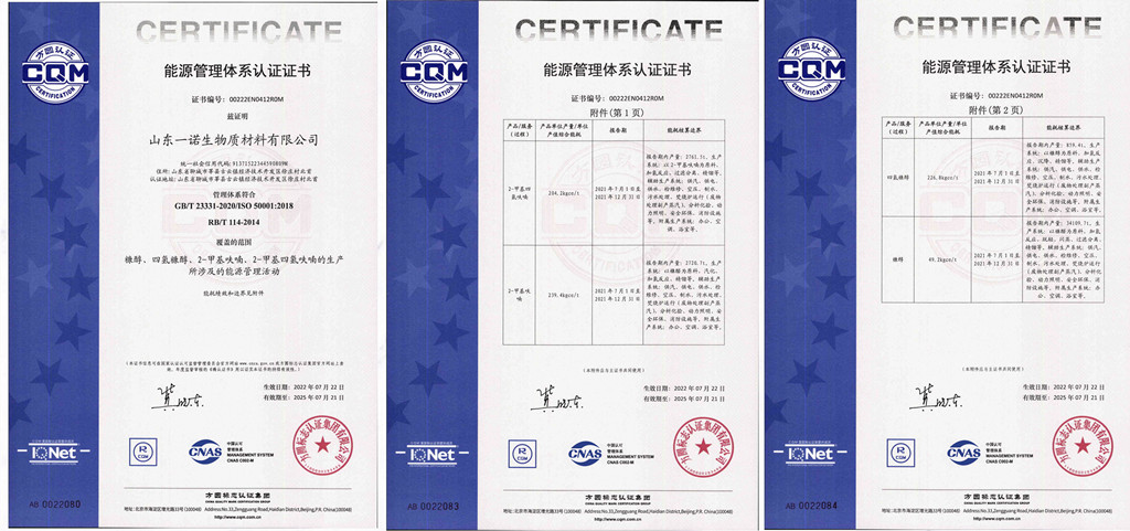 山东一诺生物 能源管理体系认证证书 中文