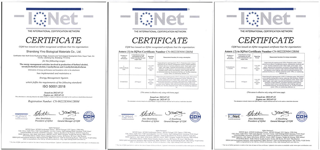 山东一诺生物 能源管理体系认证证书 英文版